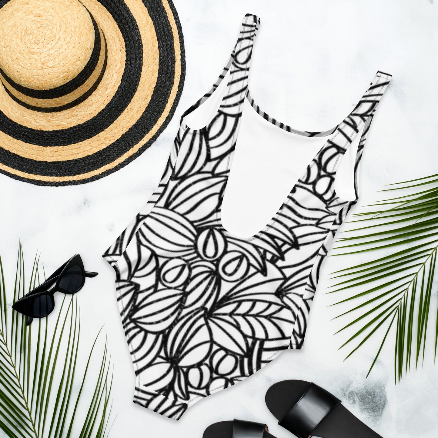 One-Piece Swimsuit - minimal black & white
