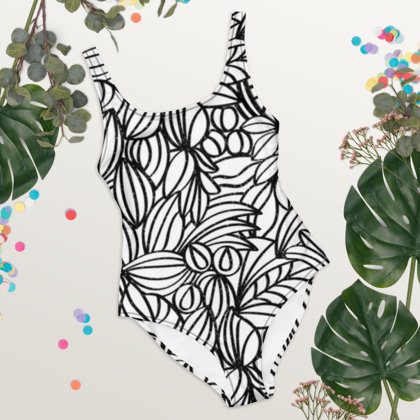 One-Piece Swimsuit - minimal black & white