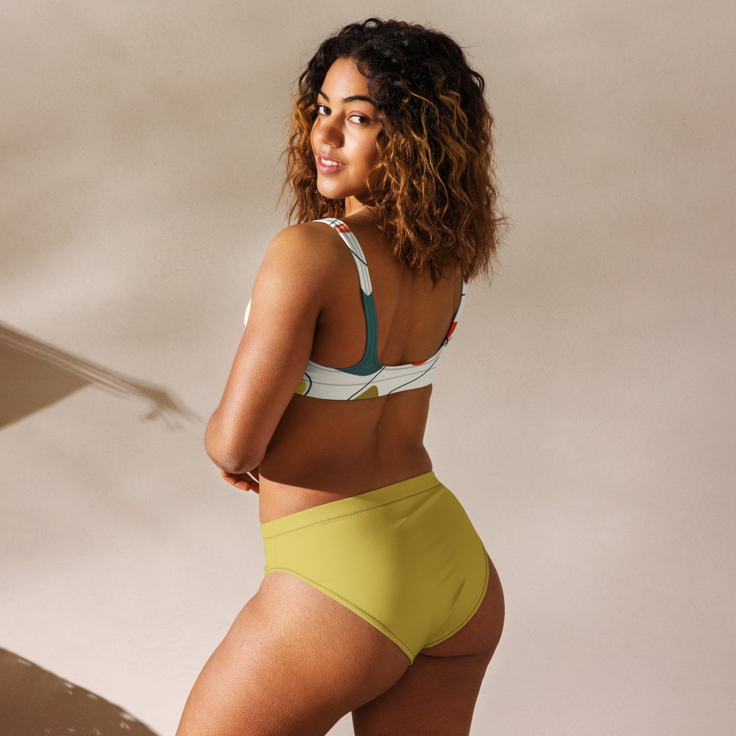 high-waisted modern pattern bikini