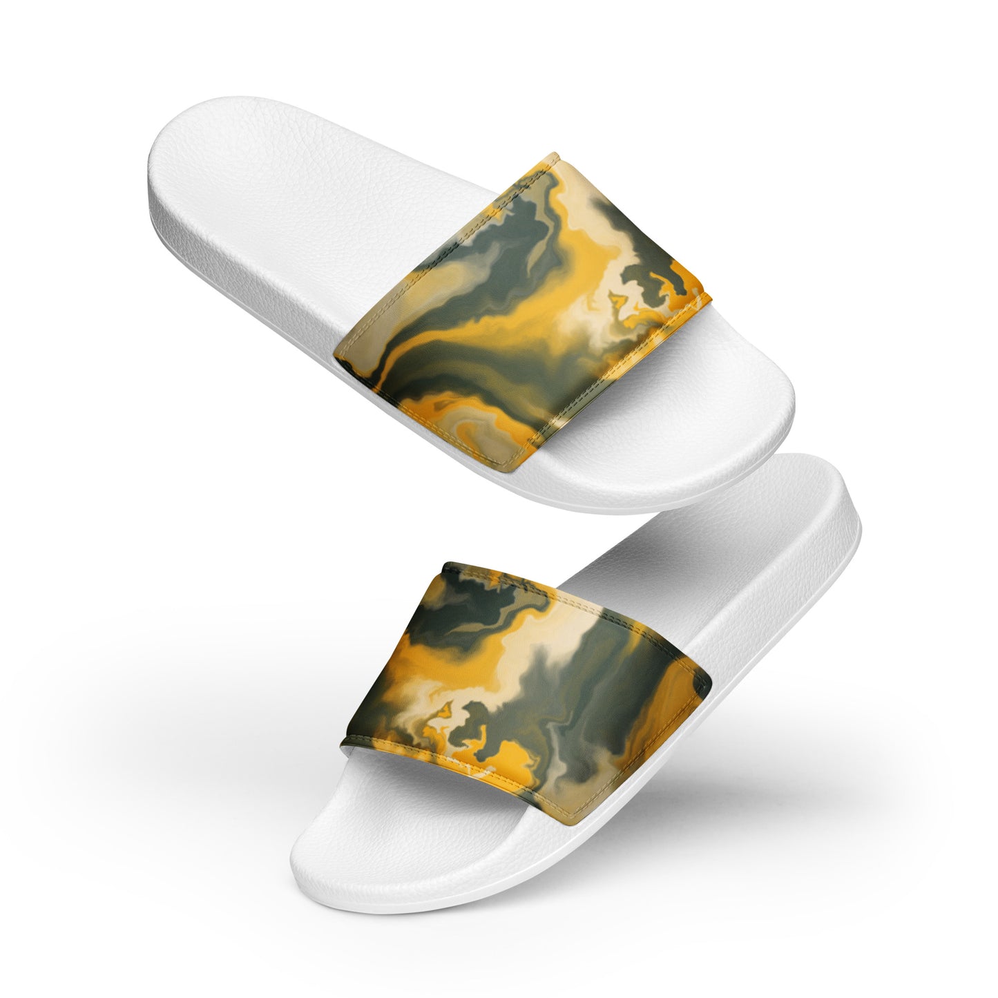 minimal yellow marble - Men’s slides