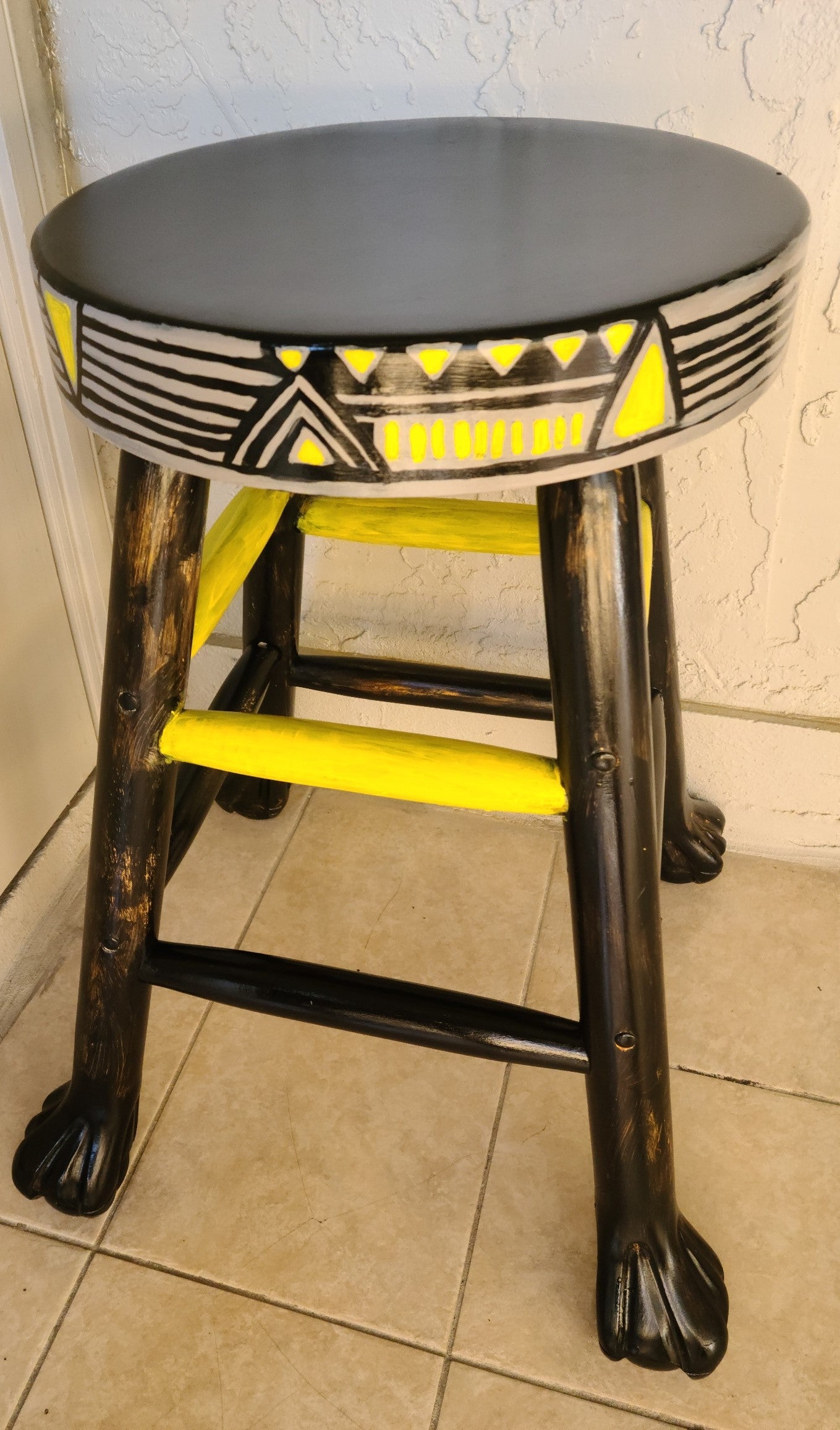 Hand painted Wooden African Counter & Bar Stool