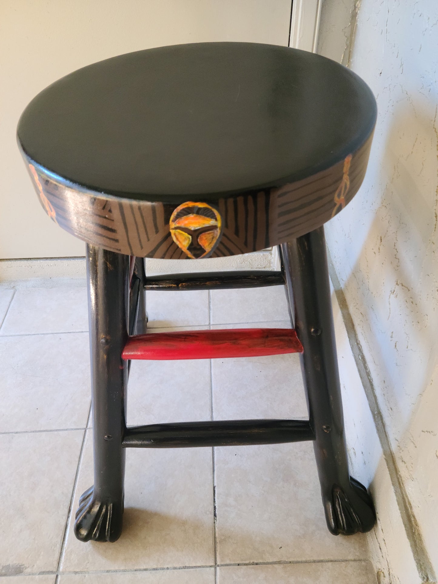 Hand painted Wooden African Counter & Bar Stool