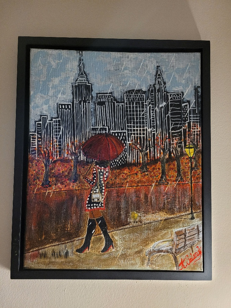 "Parisian Drizzle: Elegance Amidst Rain" - Original