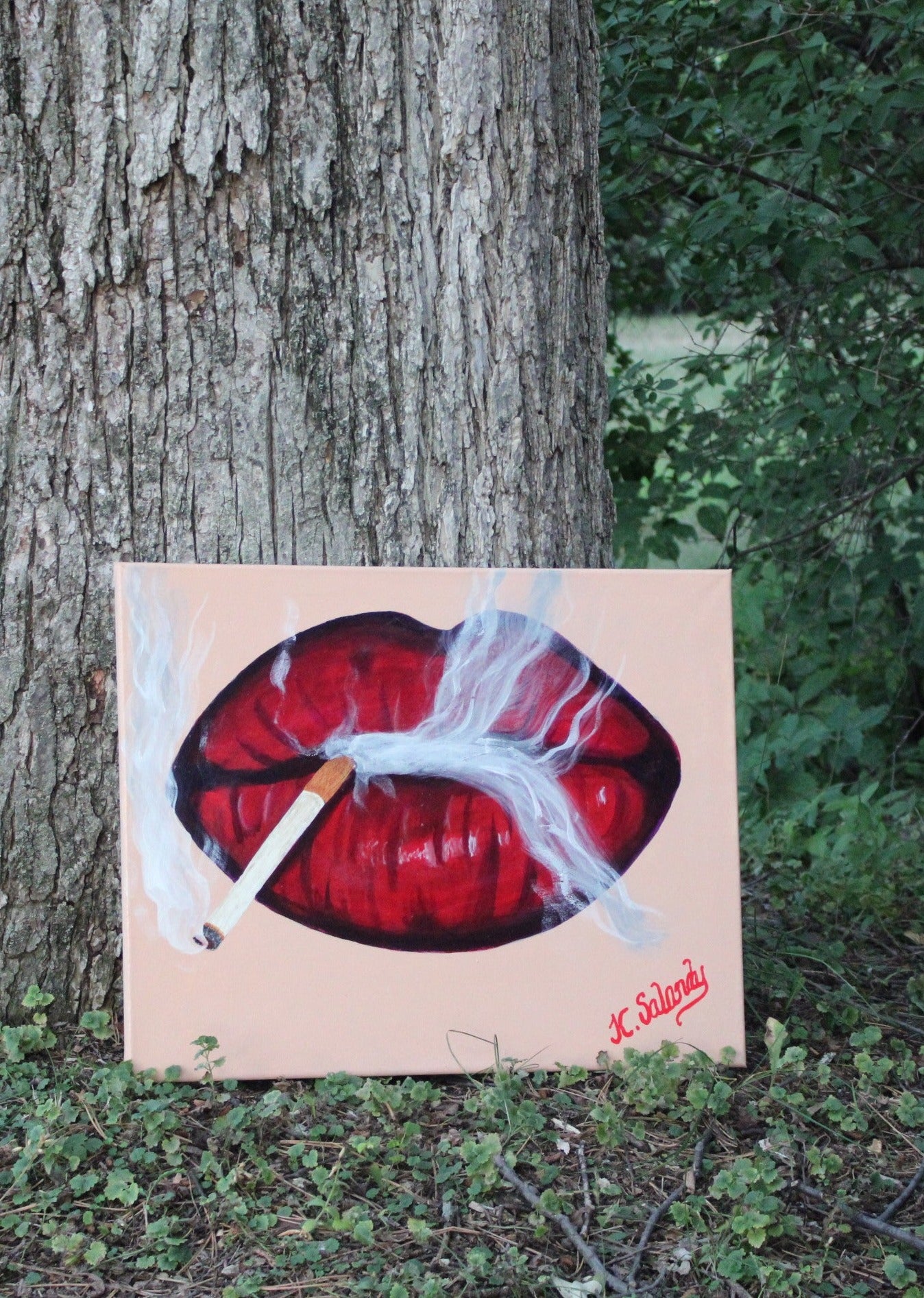 "Scarlet Temptation: Smoke and Seduction" - Original