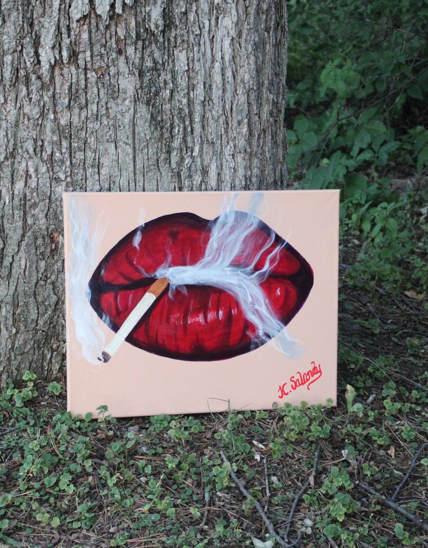 "Scarlet Temptation: Smoke and Seduction" - Original