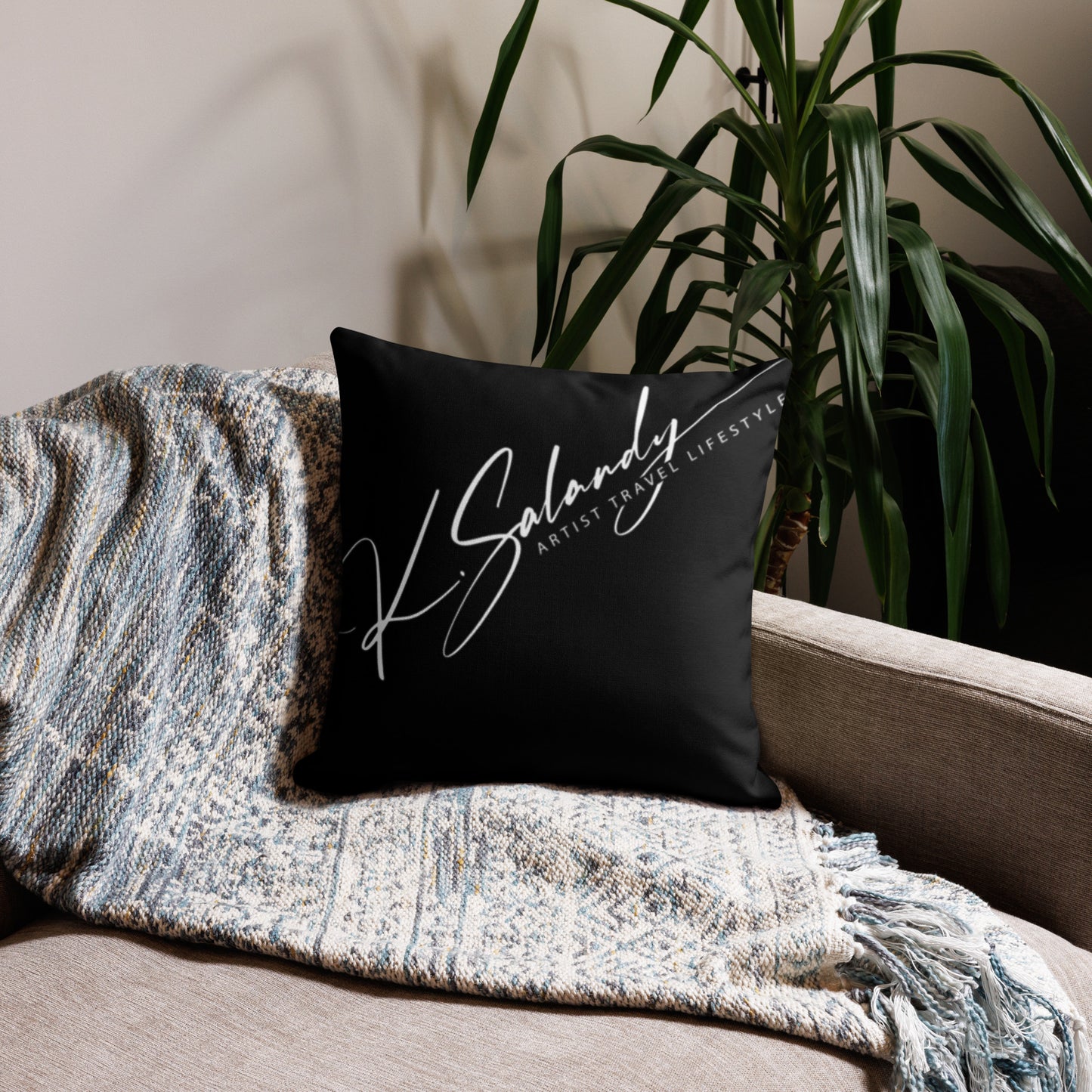Red bit lip with gold tooth Premium Pillow