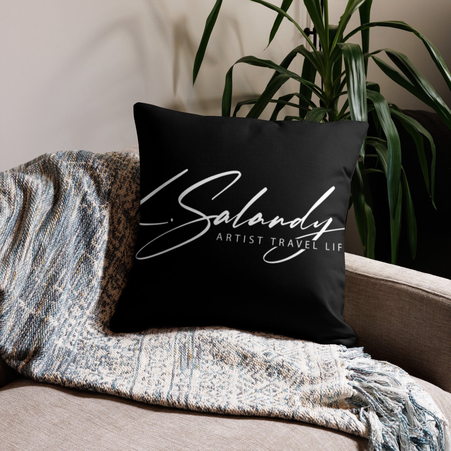 Red bit lip with gold tooth Premium Pillow