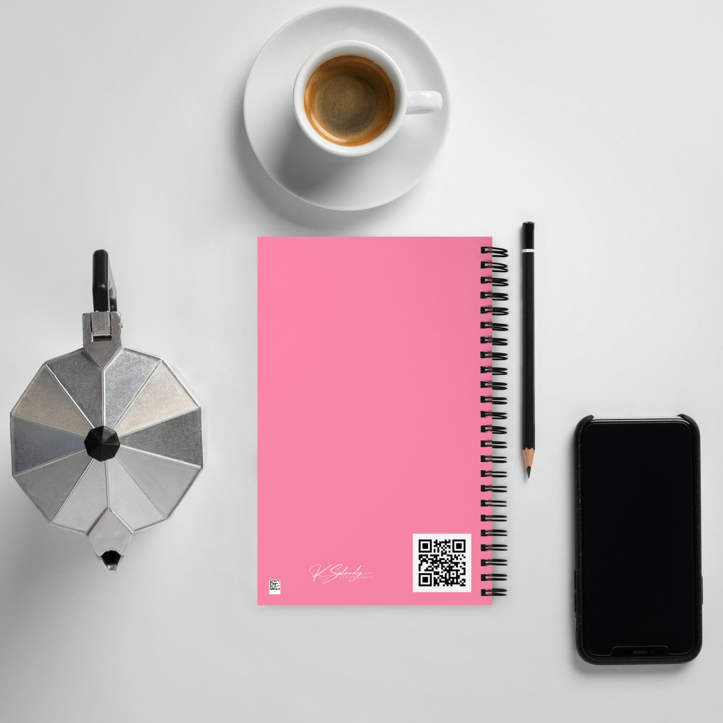 Pink Spiral notebook with Evel Eye